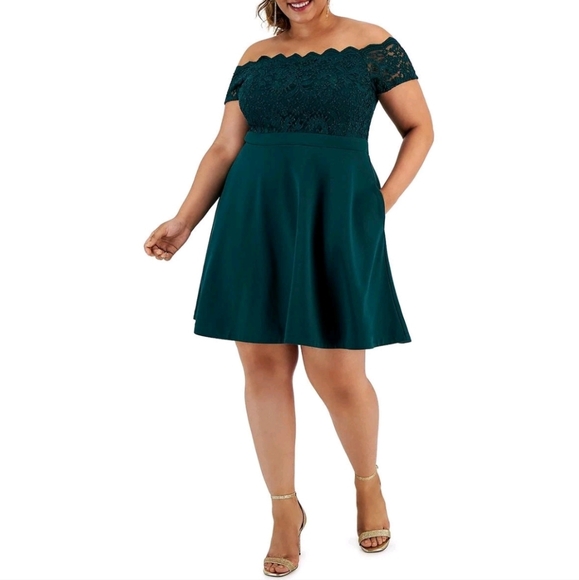 NWT City Studio Lace Bodice Skater Mini Dress Plus Size 20W - Picture 1 of 10